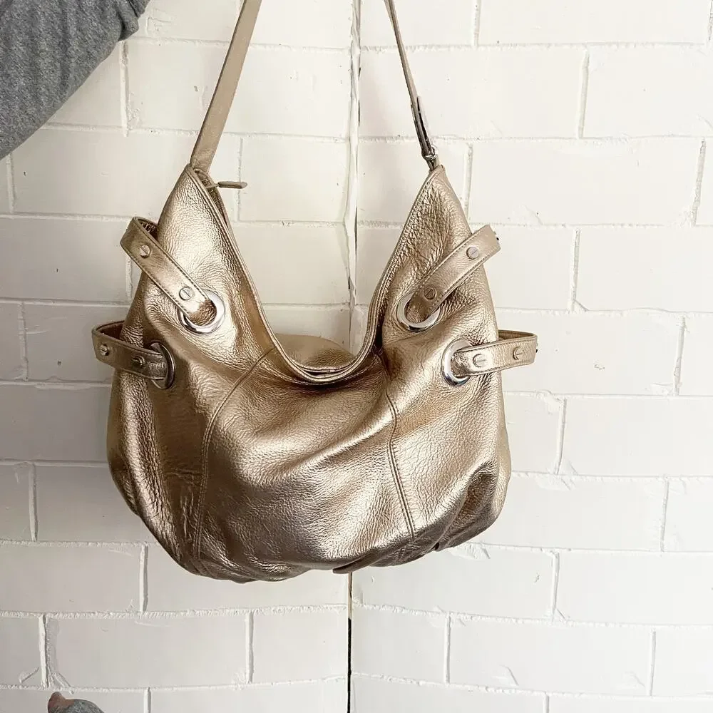 BODHI Gold Metallic Oversized Hobo Shoulder Bag